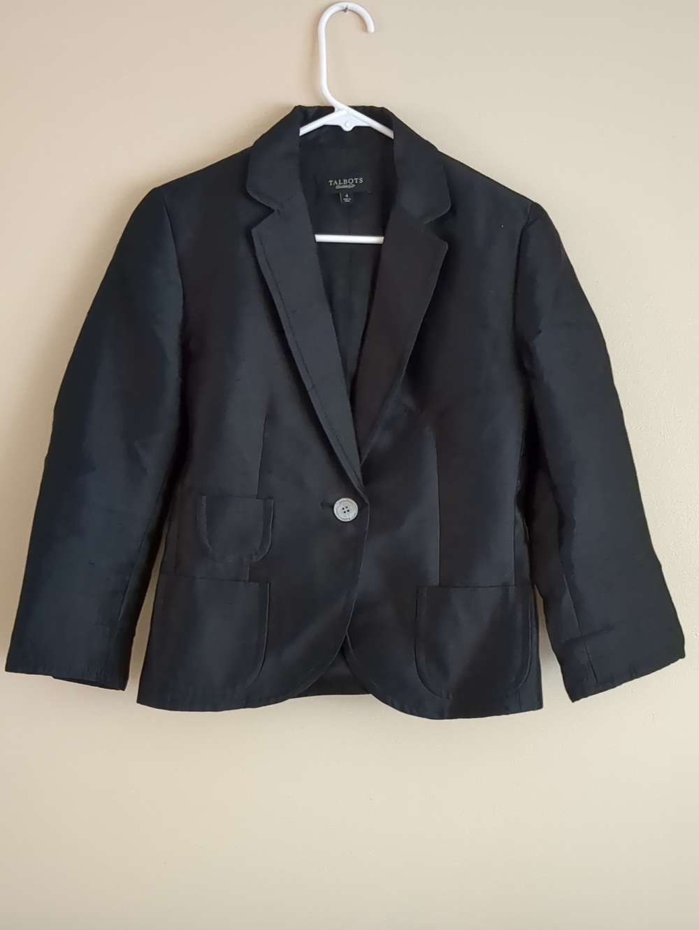 Size 4 Talbots Silk And Wool Blend Black Blazer Jacket